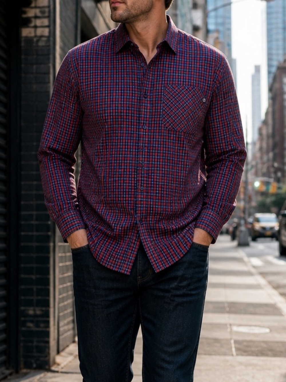 Ecko Unlimited Red Plaid Big & Tall Farm button down shirt 4X